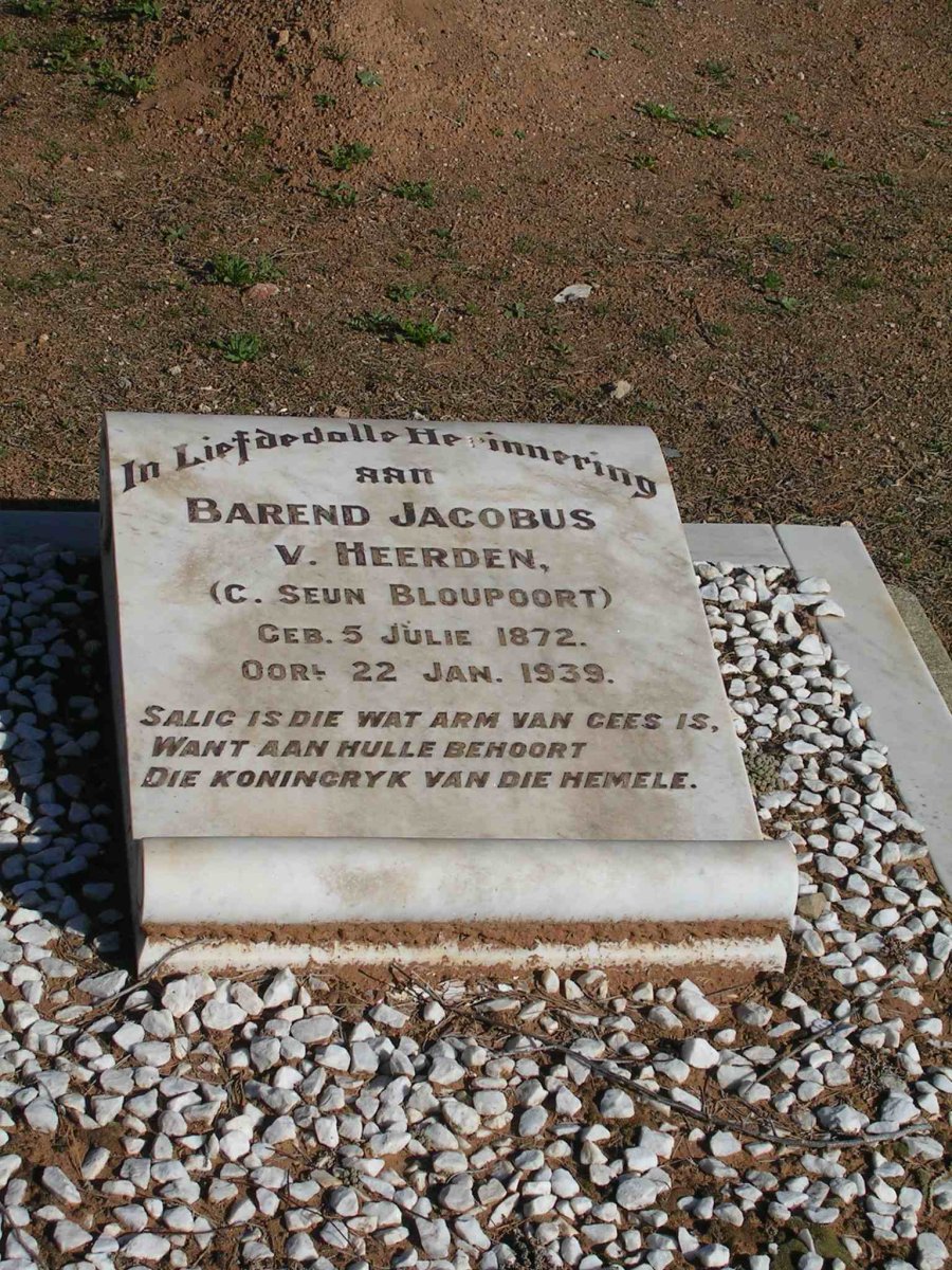 HEERDEN Barend Jacobus, v. 1872-1939