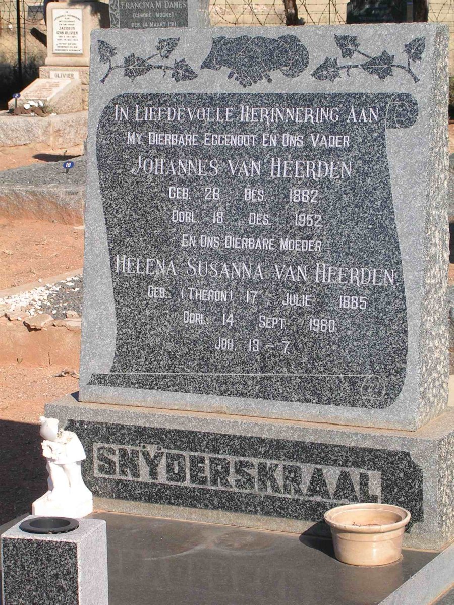 HEERDEN Johannes, van 1882-1952 &amp; Helena Susanna THERON 1885-1980