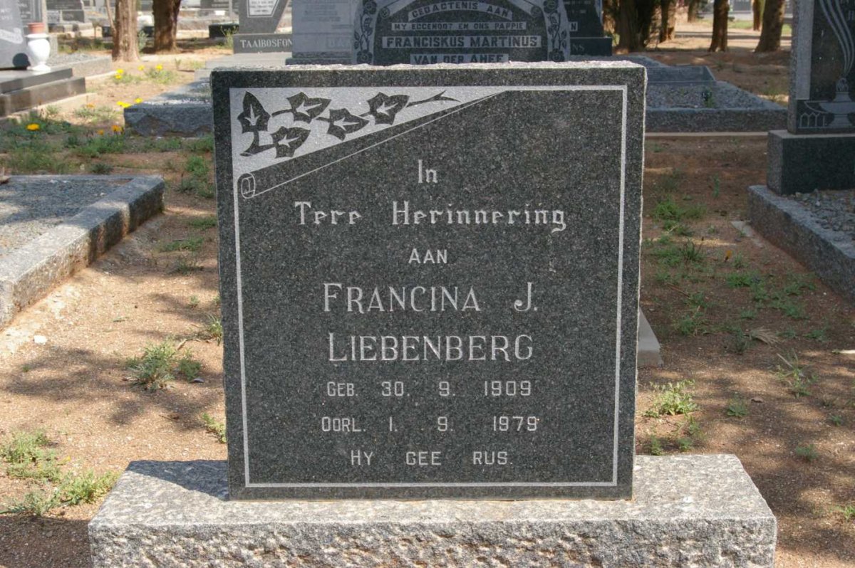 LIEBENBERG Francina J. 1909-1979