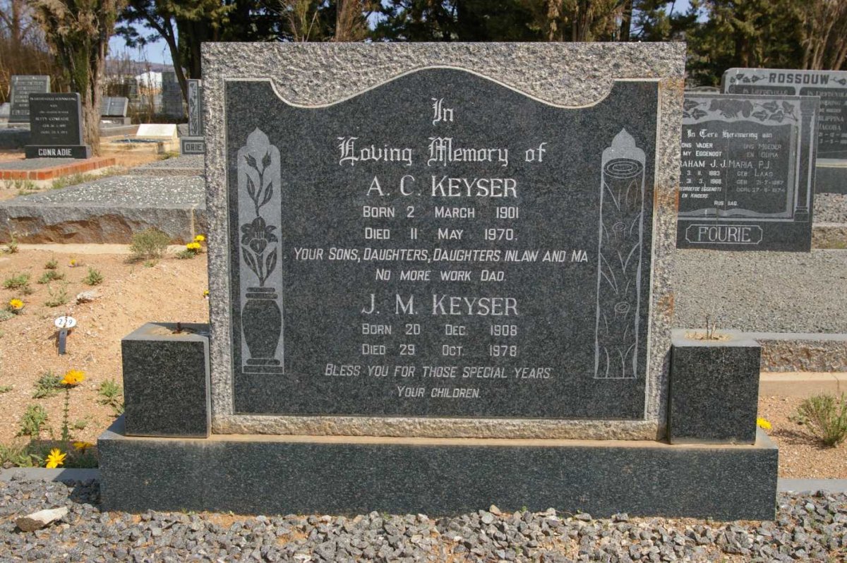 KEYSER A.C. 1901-1970 &amp; J.M. 1908-1978