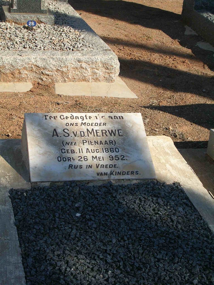 MERWE A.S., v.d. nee PIENAAR 1860-1952