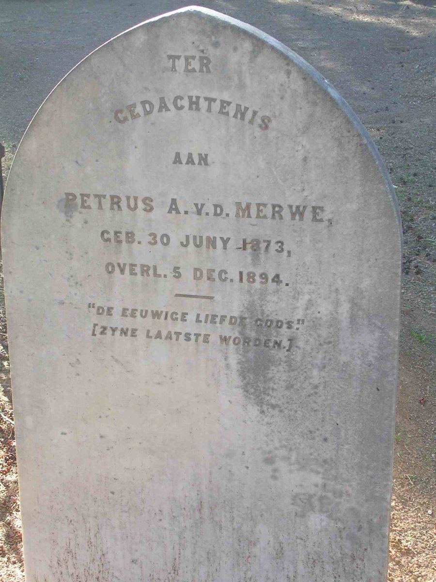 MERWE Petrus A., v.d. 1873-1894