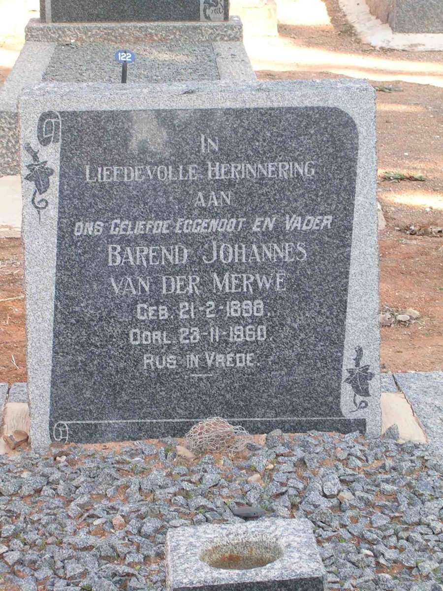 MERWE Barend Johannes, van der 1898-1960