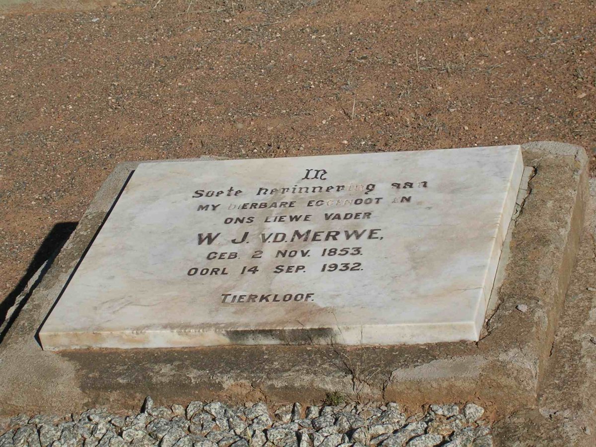 MERWE W.J., v.d. 1853-1932
