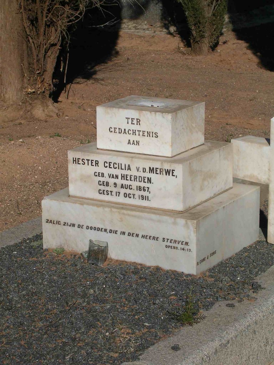 MERWE Hester Cecilia, v.d. nee VAN HEERDEN 1867-1911