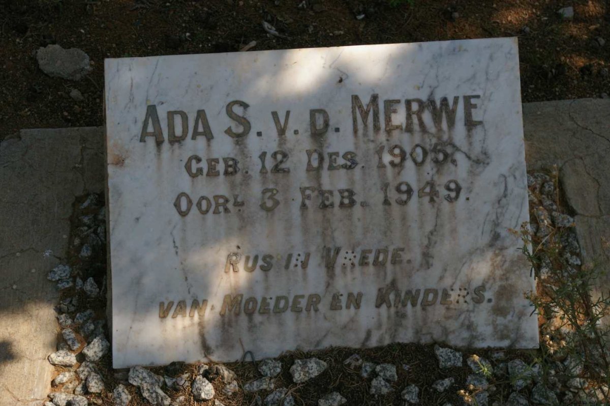 MERWE Ada S., v.d. 1905-1949
