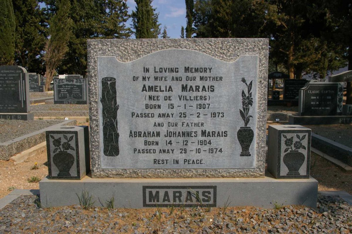 MARAIS Abraham Johannes 1904-1974 &amp; Amelia DE VILLIERS 1907-1973