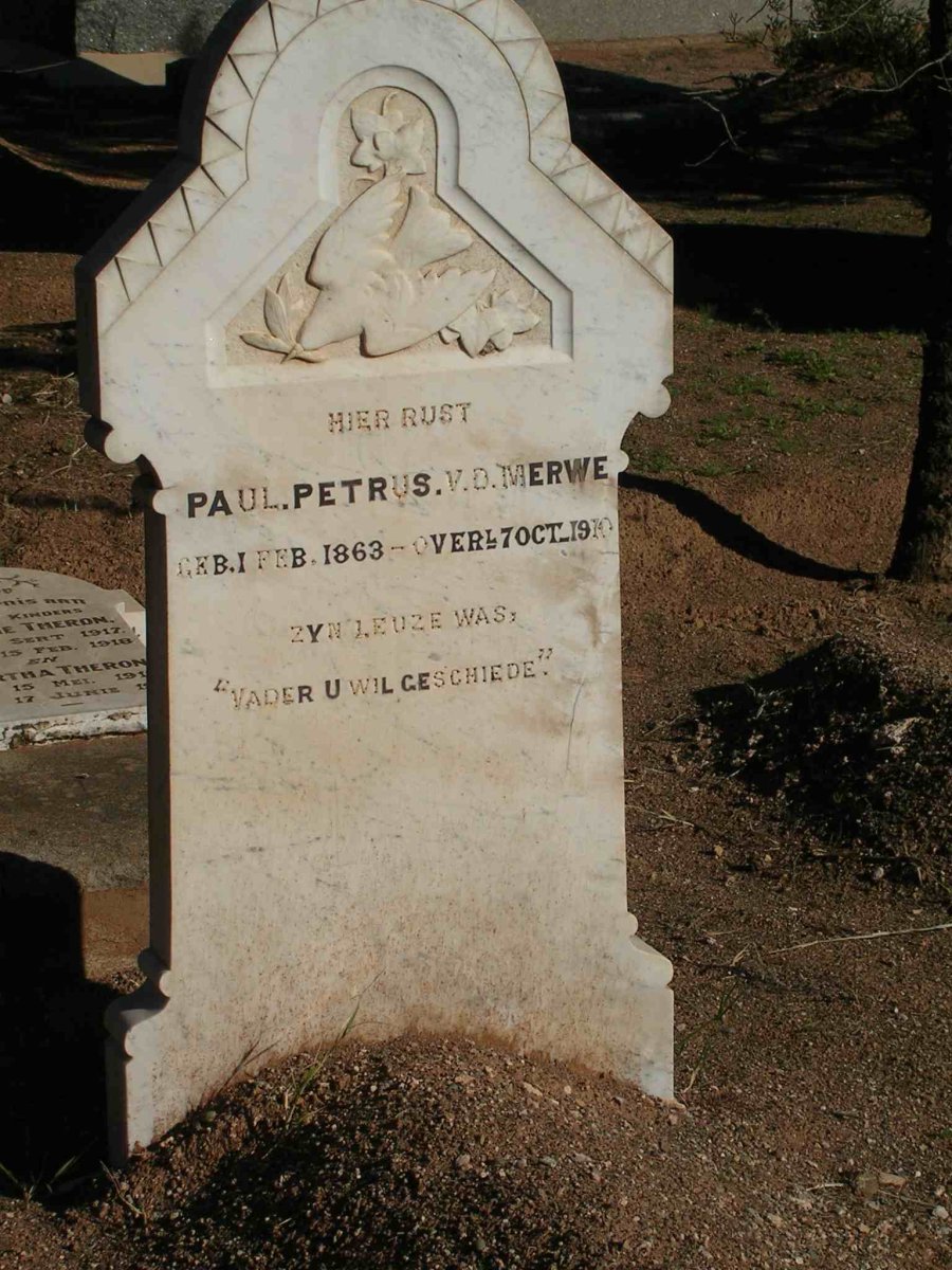 MERWE Paul Petrus, v.d. 1863-1910