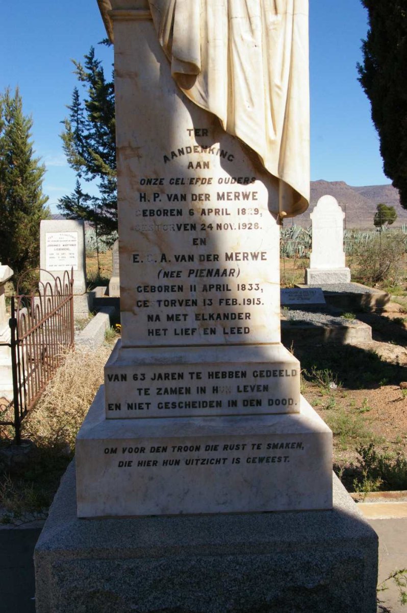 MERWE H.P., van der 1829-1928 &amp; E.C.A. PIENAAR 1833-1915