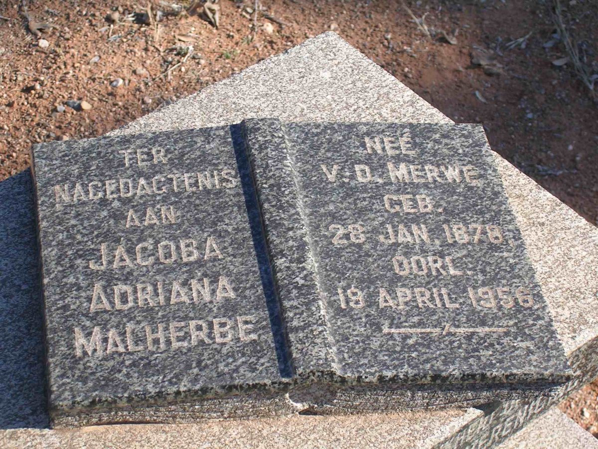 MALHERBE Jacoba Adriana nee V.D. MERWE 1878-1956