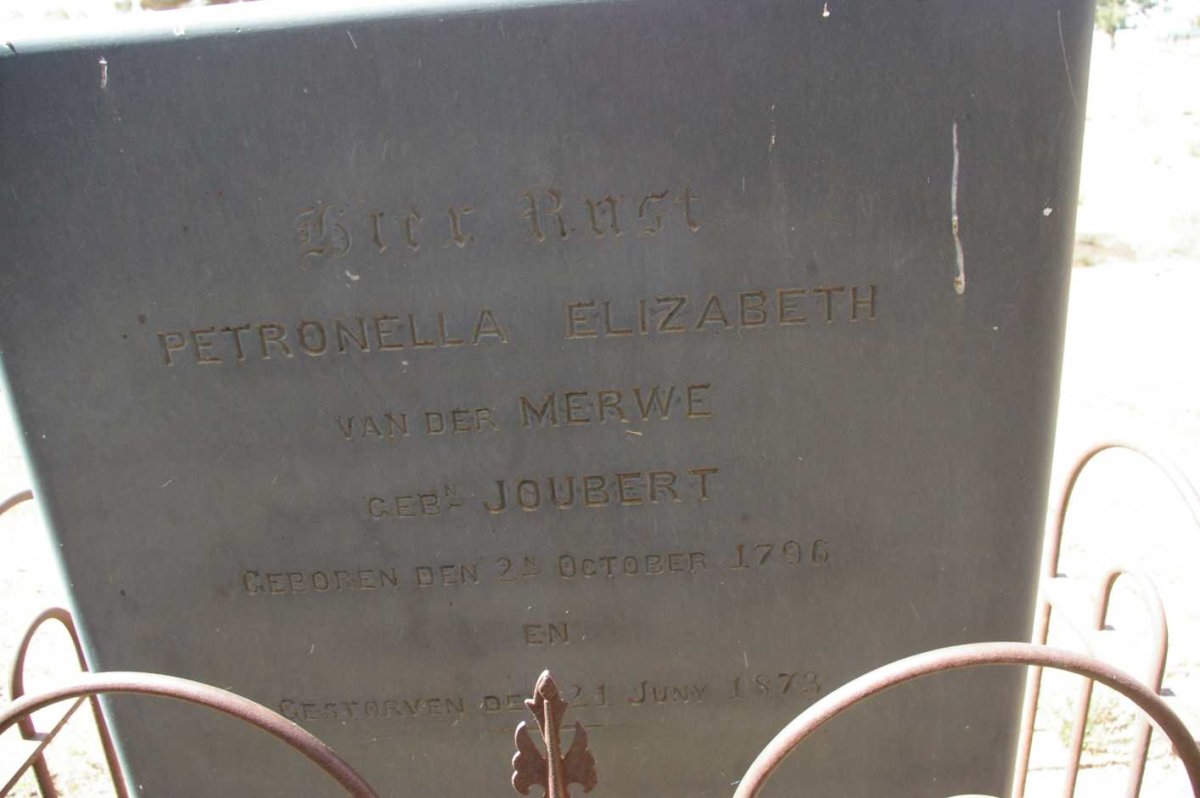 MERWE Petronella Elizabeth, van der nee JOUBERT 1796-1873