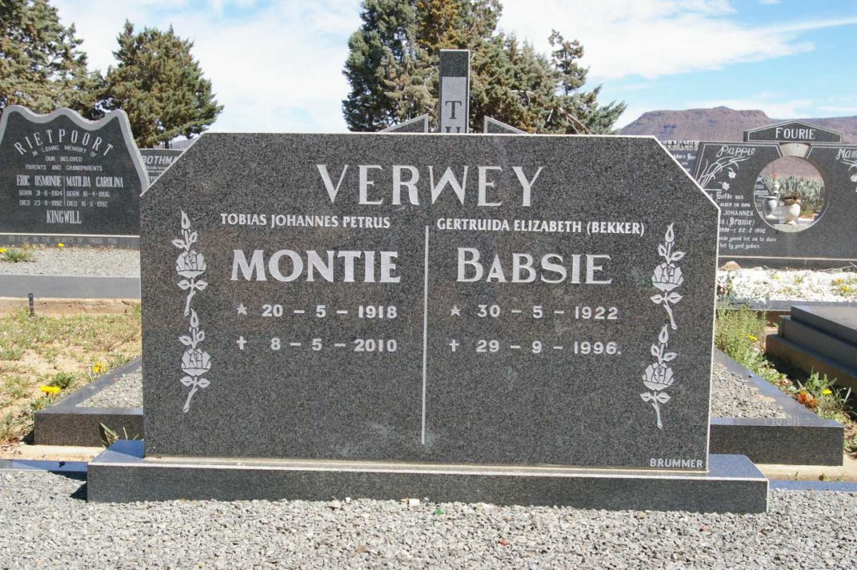 VERWEY Montie 1918-2010 &amp; Babsie 1922-1996