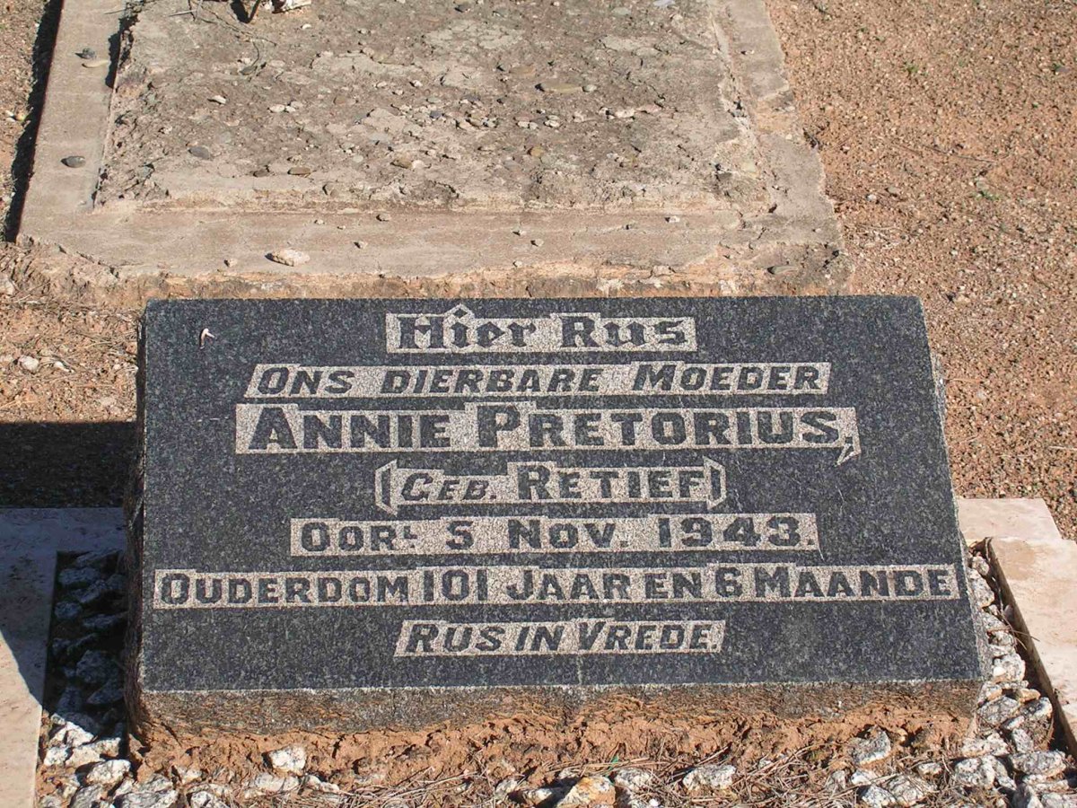 PRETORIUS Annie nee RETIEF    -1943