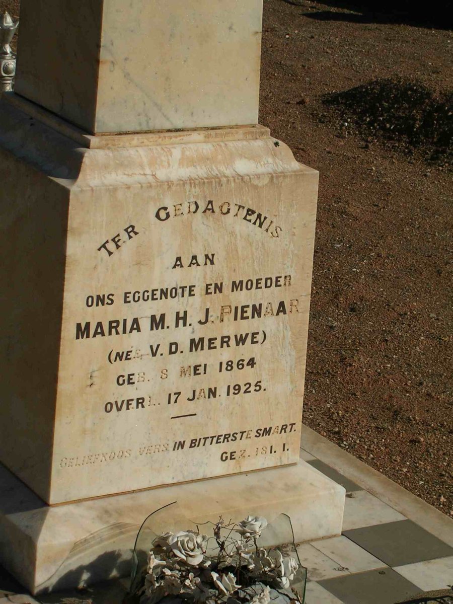 PIENAAR Maria M.H.J. nee V.D. MERWE 1864-1925