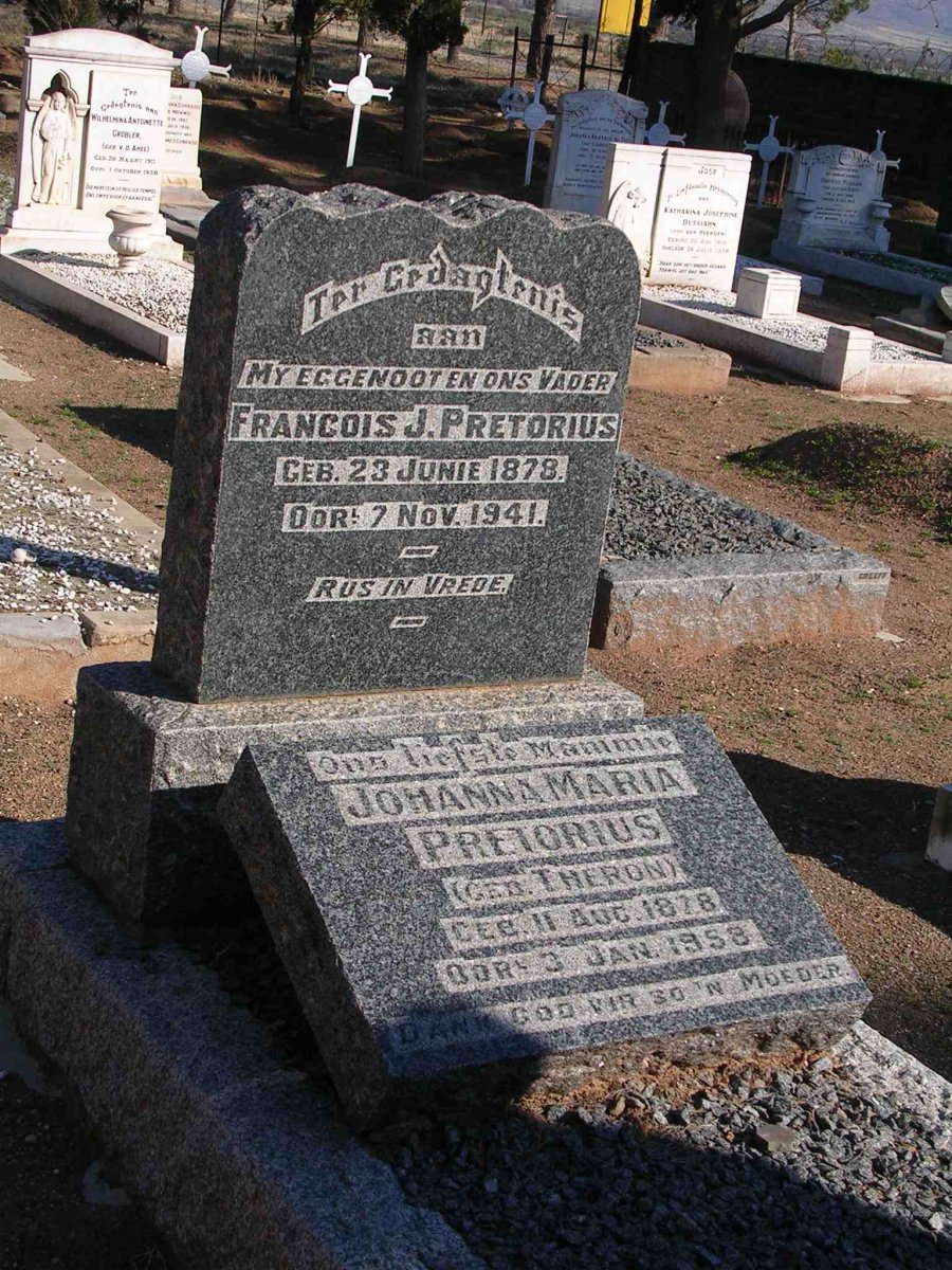 PRETORIUS Francois J. 1878-1941 &amp; Johanna Maria THERON 1878-1958