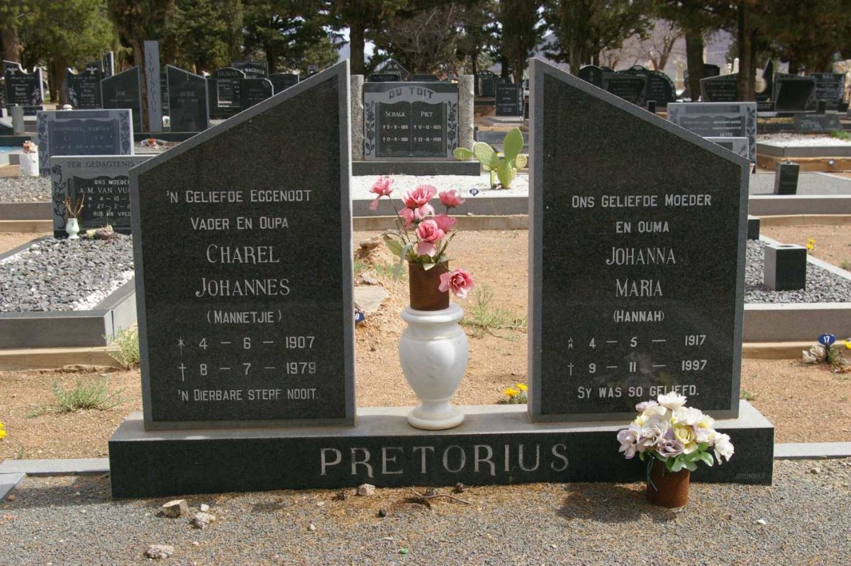 PRETORIUS Charel Johannes 1907-1979 &amp; Johanna Maria 1917-1997