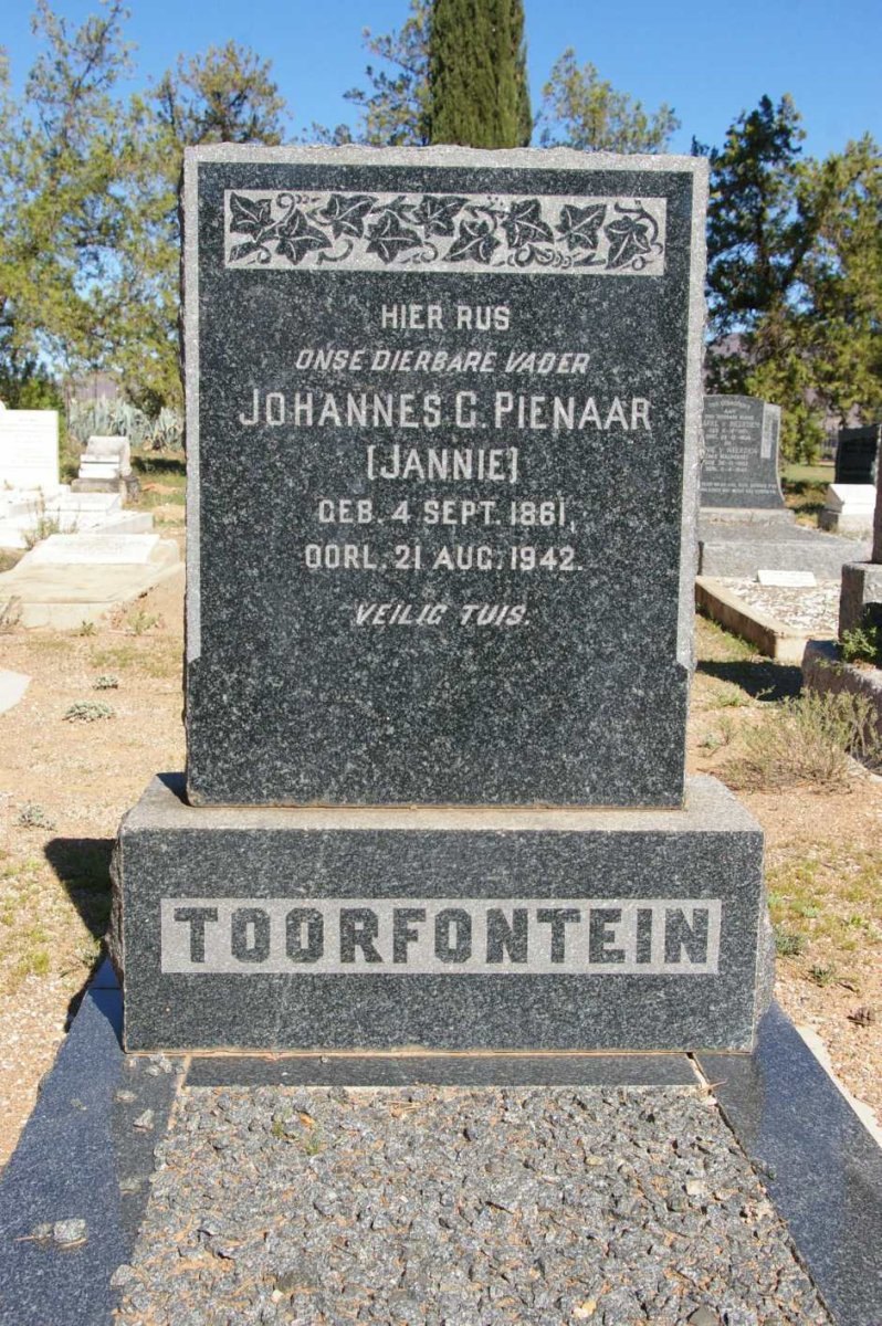 PIENAAR Johannes G. 1861-1942