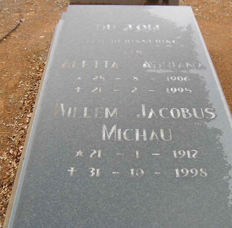 TOIT Willem Jacobus Michau, du 1912-1998 &amp; Aletta Adriana 1906-1995
