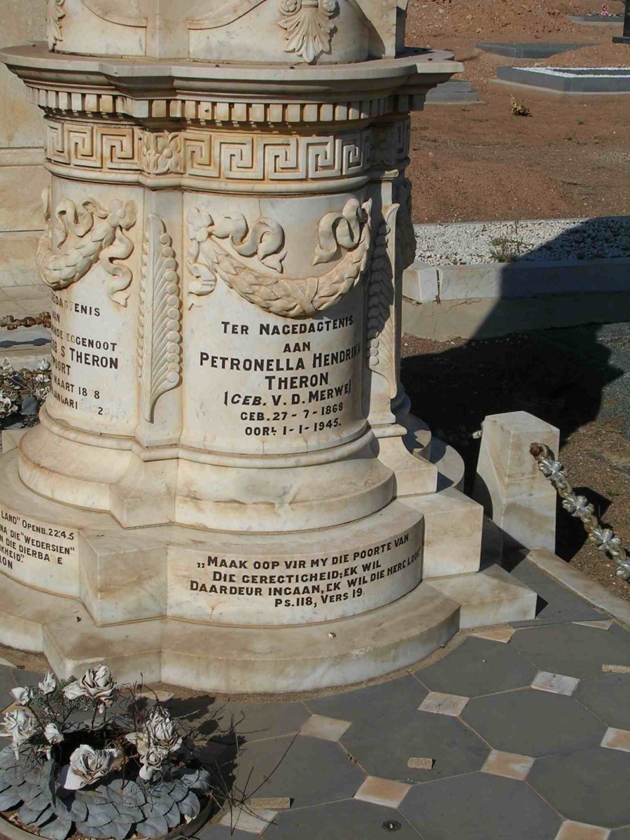 THERON Petronella Hendrina nee V.D. MERWE 1868-1945