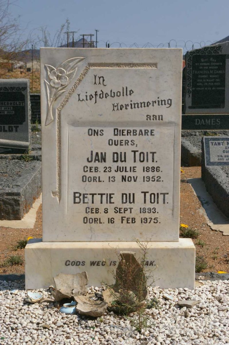 TOIT Jan, du 1886-1952 &amp; Bettie 1893-1975