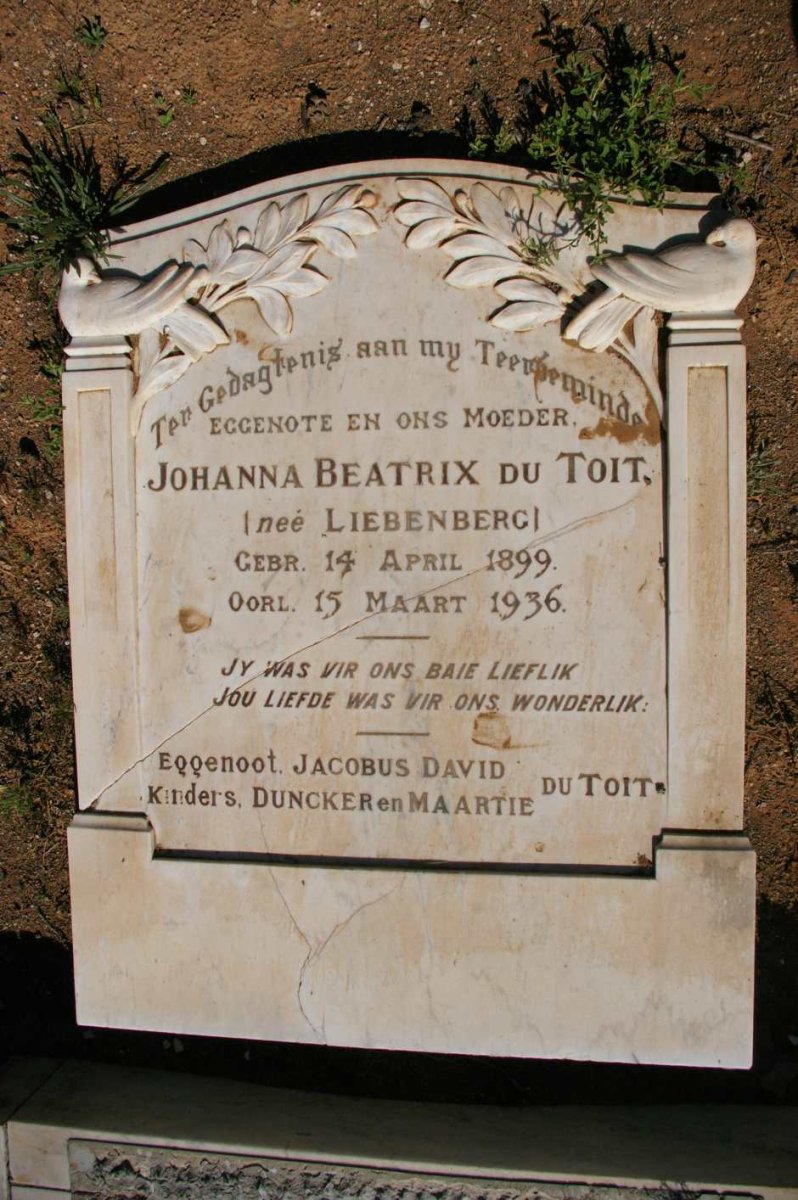 TOIT Johanna Beatrix, du nee LIEBENBERG 1899-1936