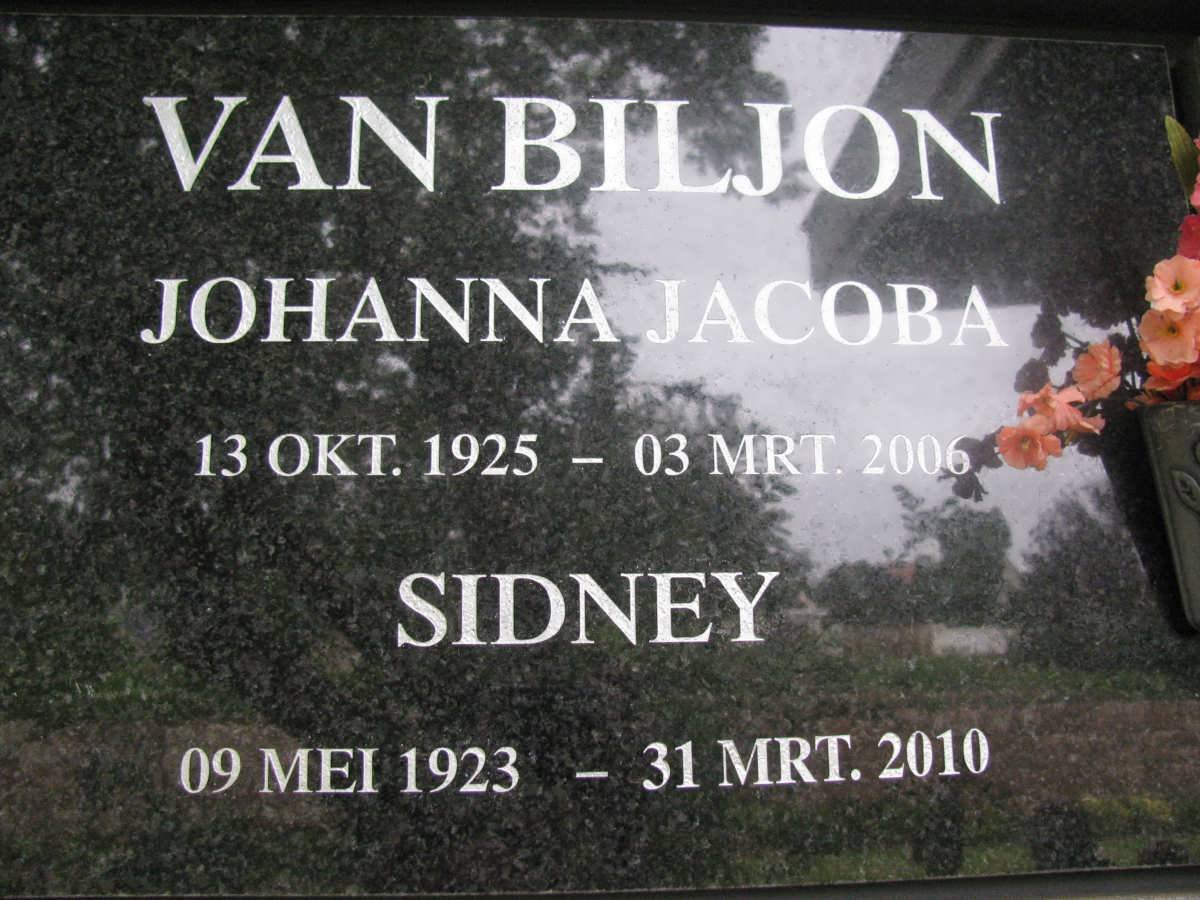 BILJON Sidney, van 1923-2010 &amp; Johanna Jacoba 1925-2006