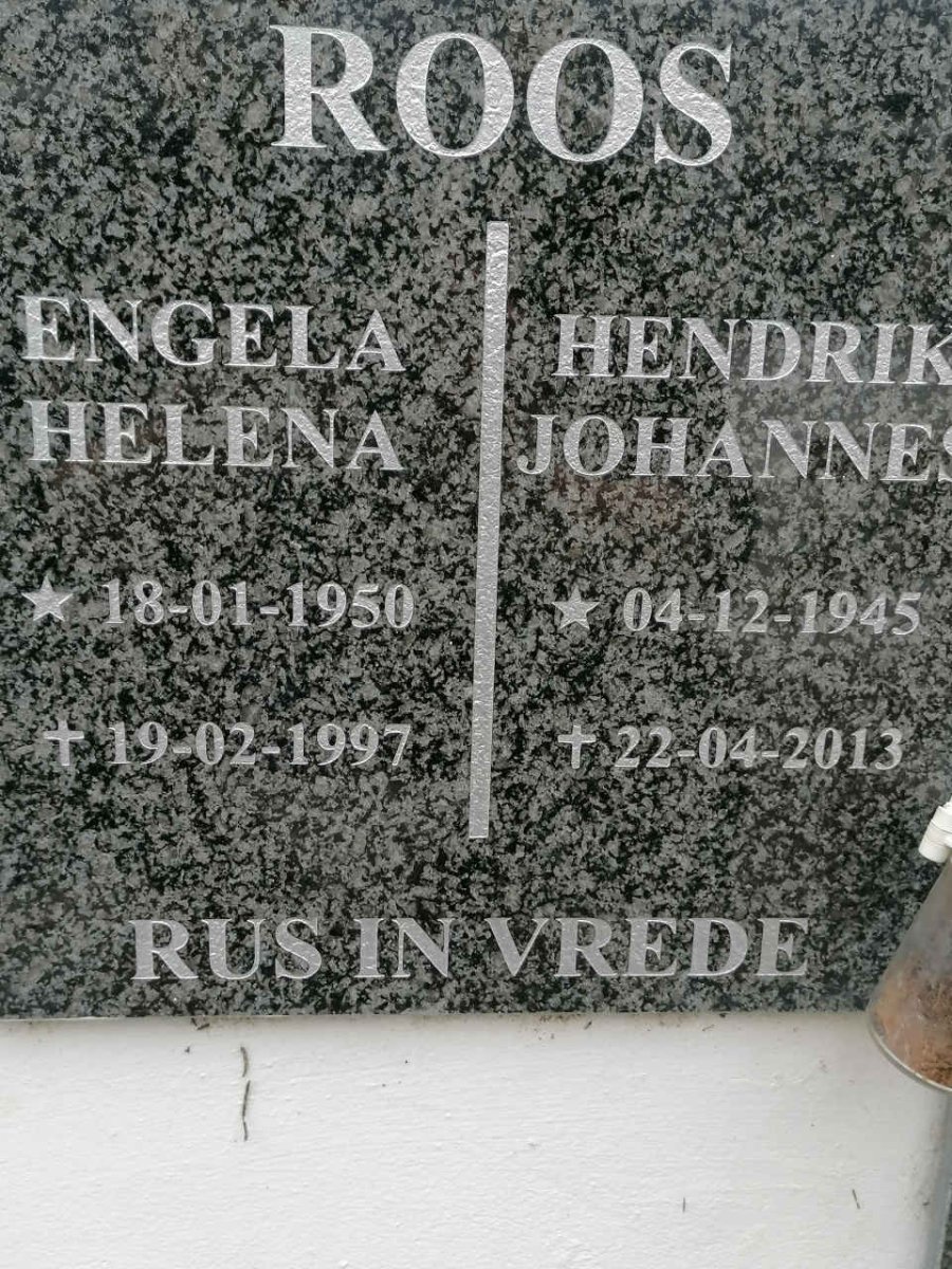 ROOS Hendrik Johannes 1945-2013 &amp; Engela Helena 1950-1997