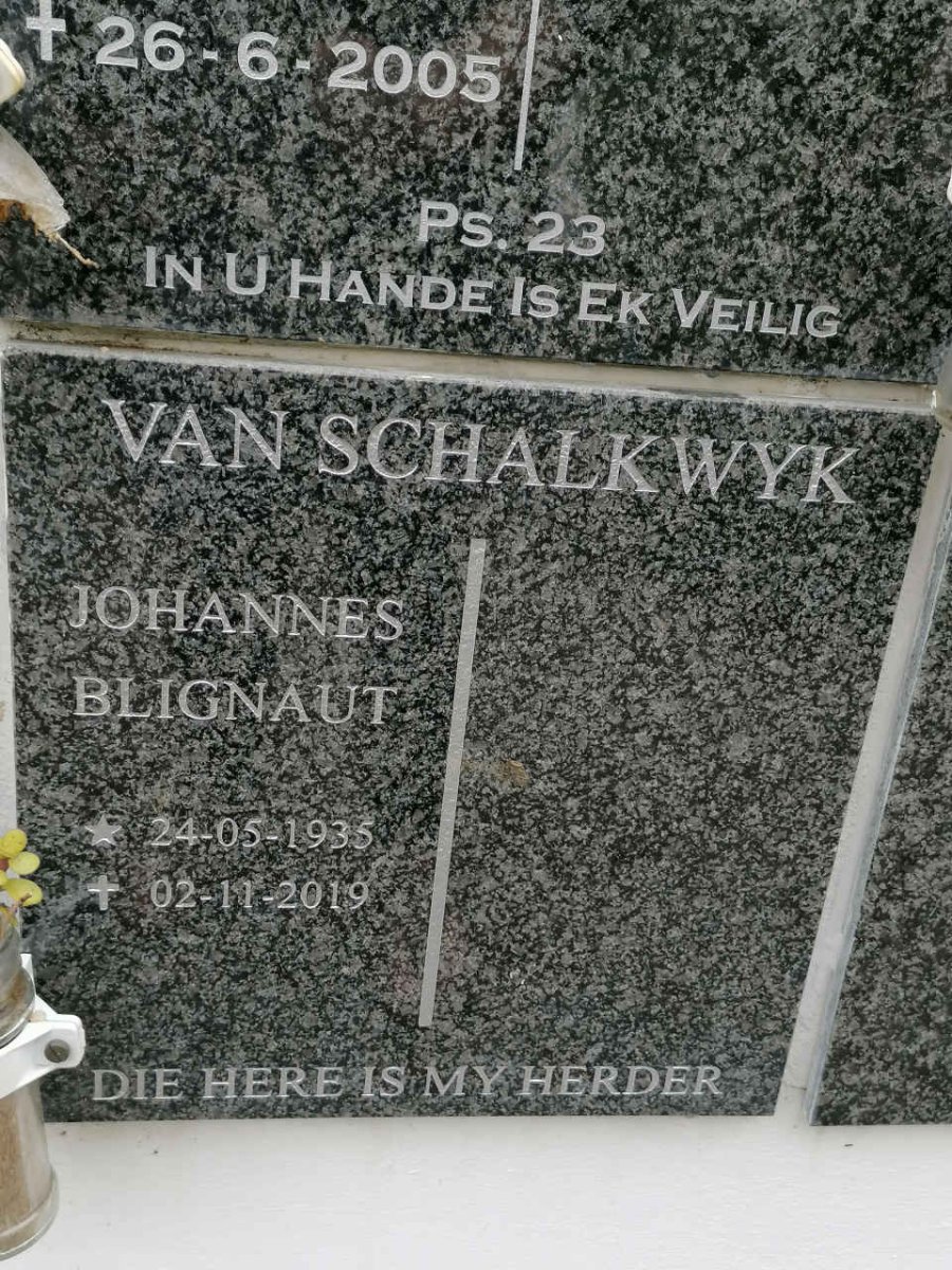 SCHALKWYK Johannes Blignaut, van 1935-2019