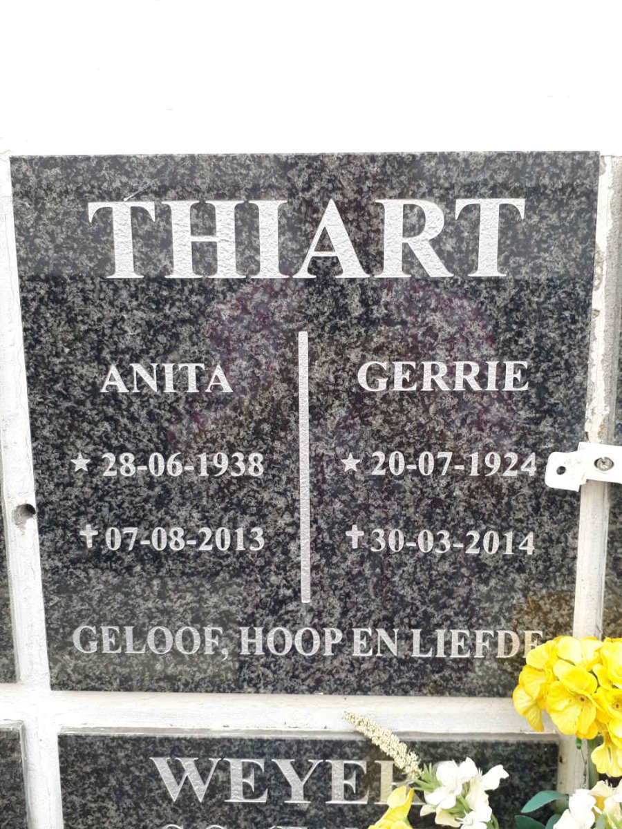 THIART Gerrie 1924-2014 &amp; Anita 1938-2013