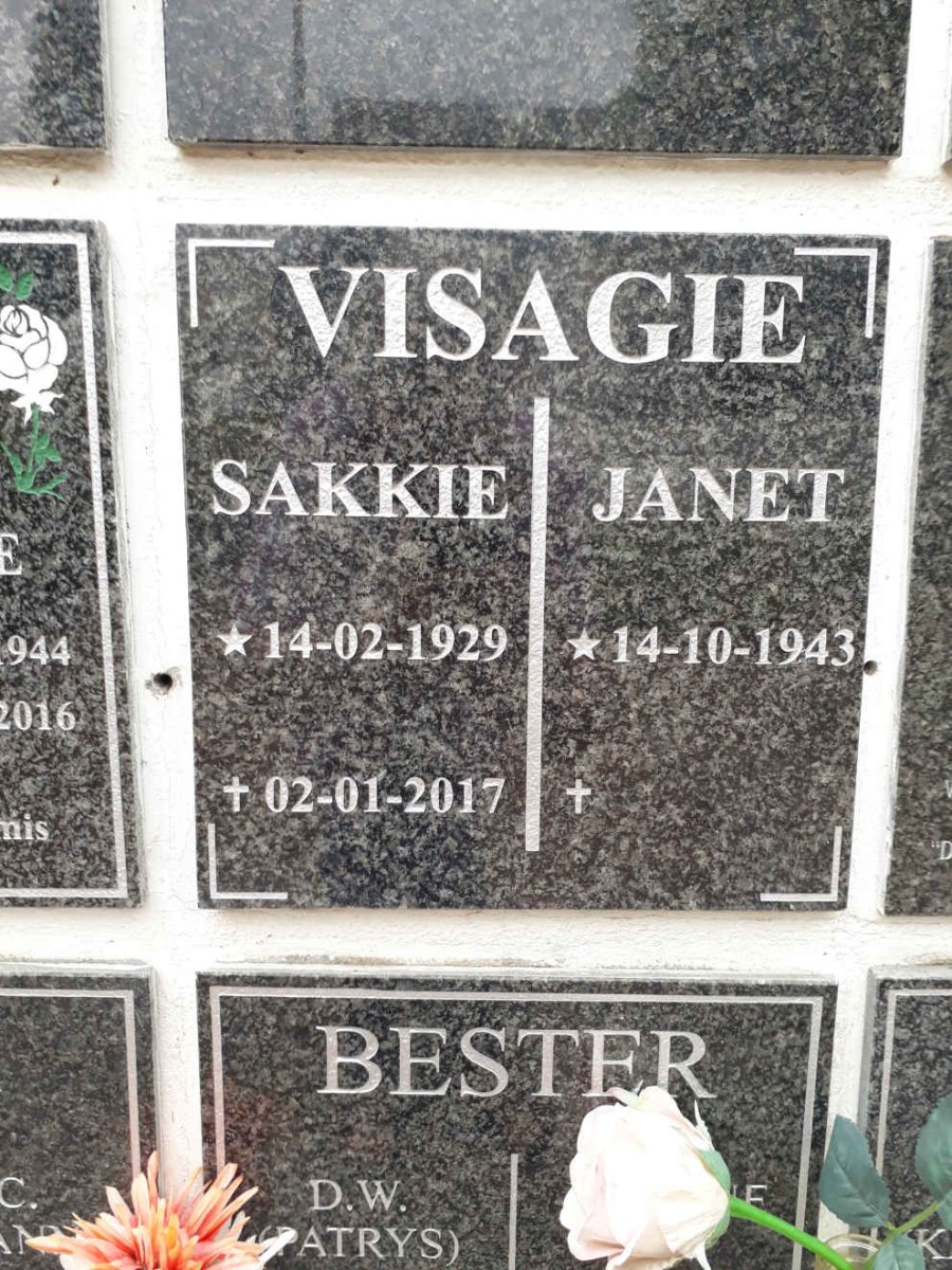 VISAGIE Sakkie 1929-2017 &amp; Janet 1943-