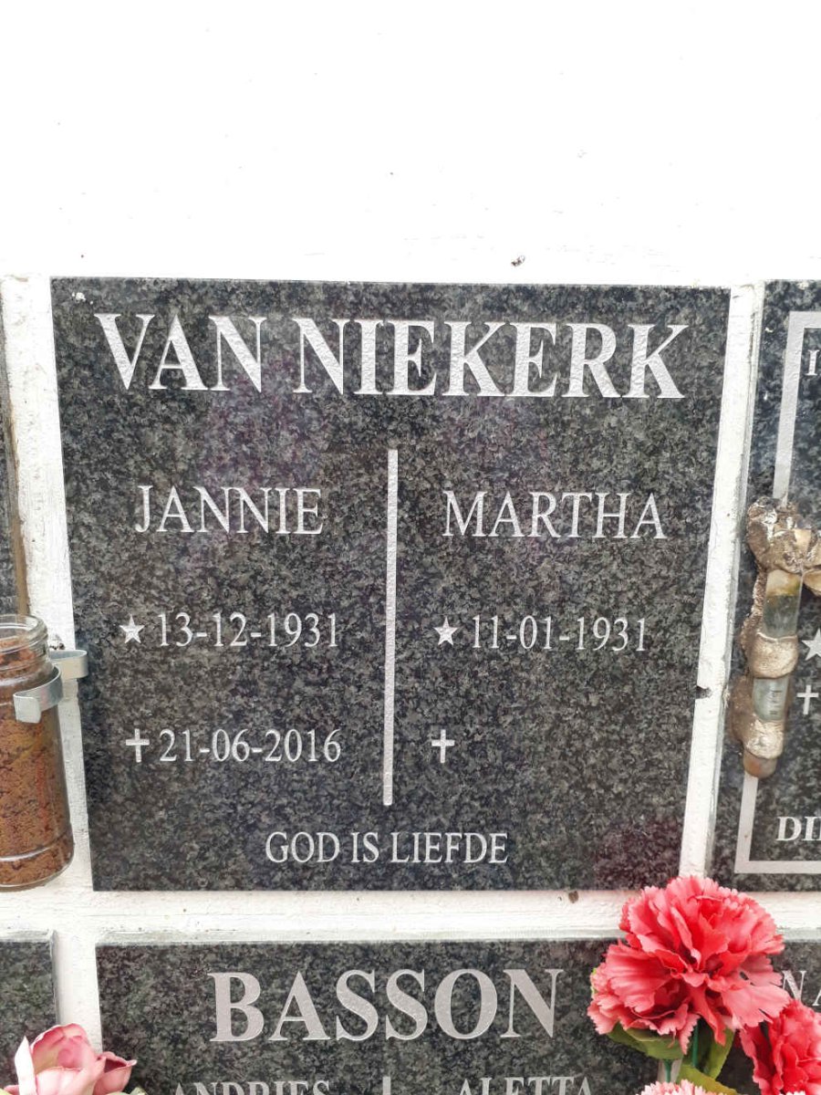 NIEKERK Jannie, van 1931-2016 &amp; Martha 1931-