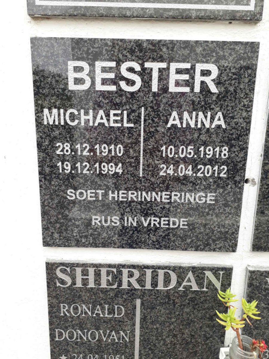 BESTER Michael 1910-1994 &amp; Anna 1918-2012
