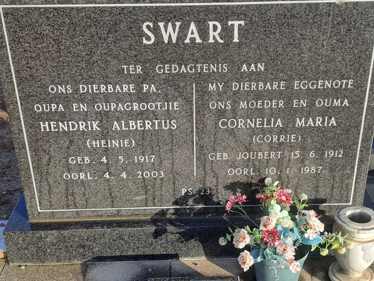 SWART Hendrik Albertus 1917-2003 &amp; Cornelia Maria JOUBERT 1912-1987