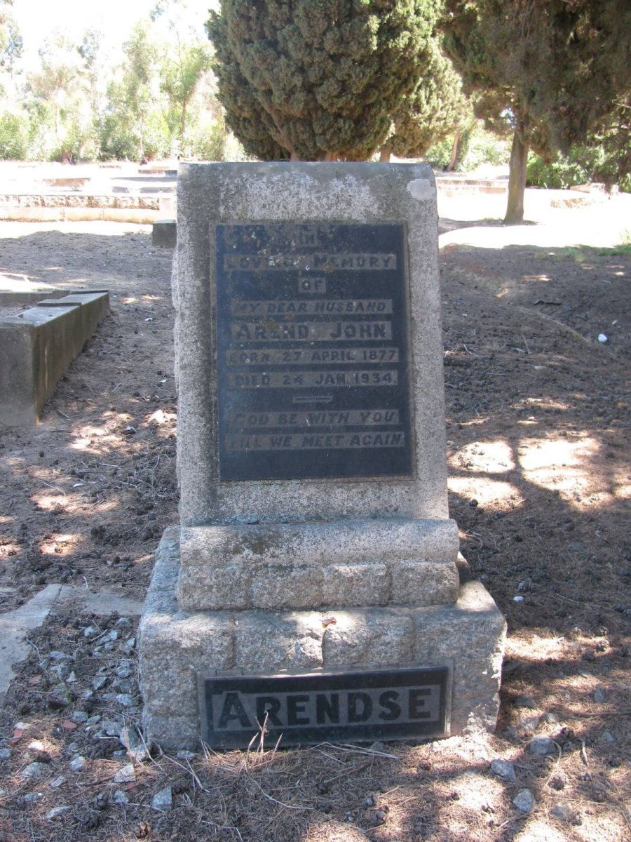 ARENDSE Arend John 1877-1934