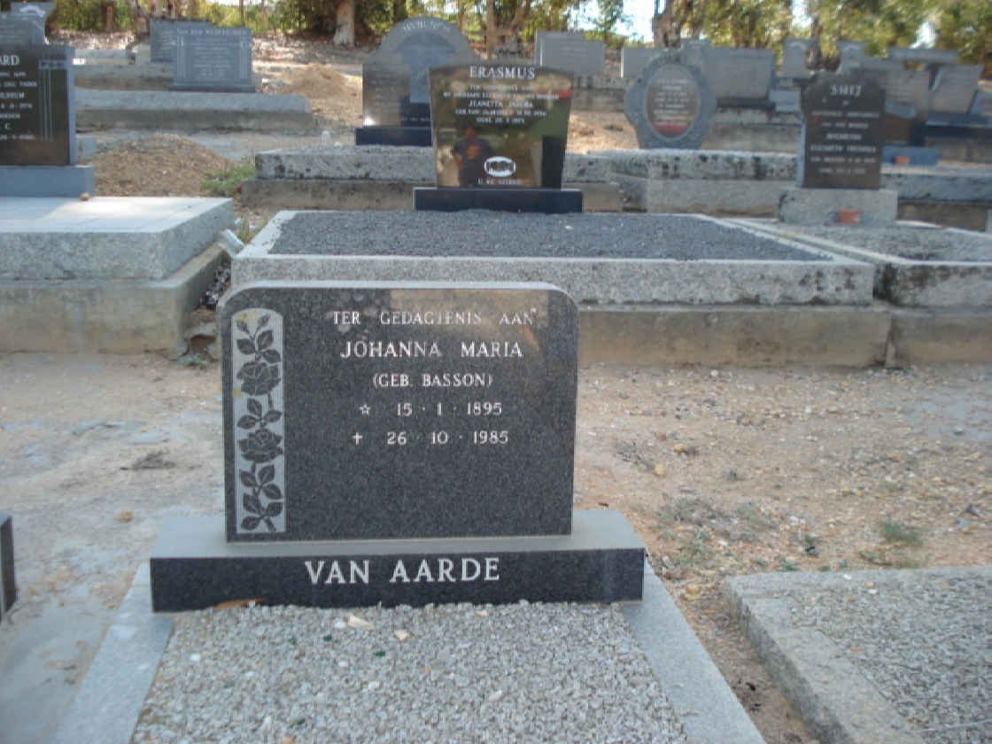 AARDE Johanna Maria, van nee BASSON 1895-1985