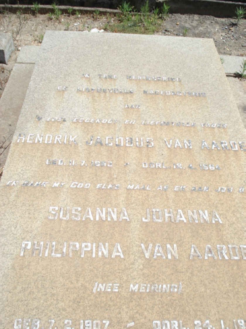 AARDE Hendrik Jacobus, van 1893-1964 &amp; Susanna Philippina  MEIRING 1907-1978