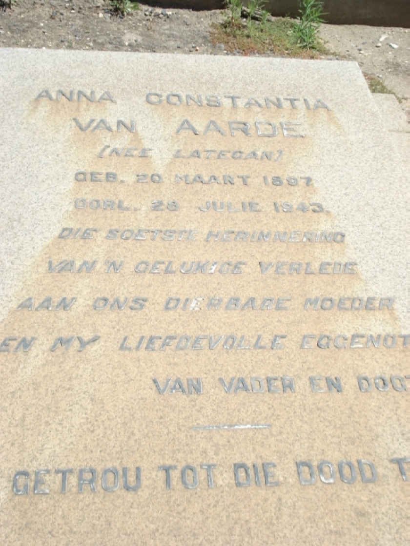 AARDE Anna Constantia, van nee LATEGAN 1897-1943