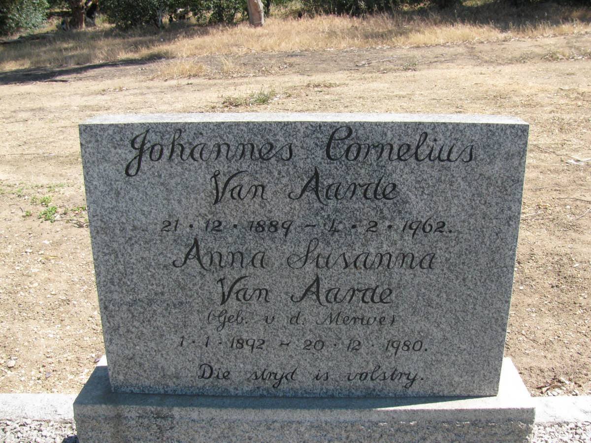 AARDE Johannes Cornelius, van 1889-1962 &amp; Anna Susanna V.D. MERWE 1892-1980