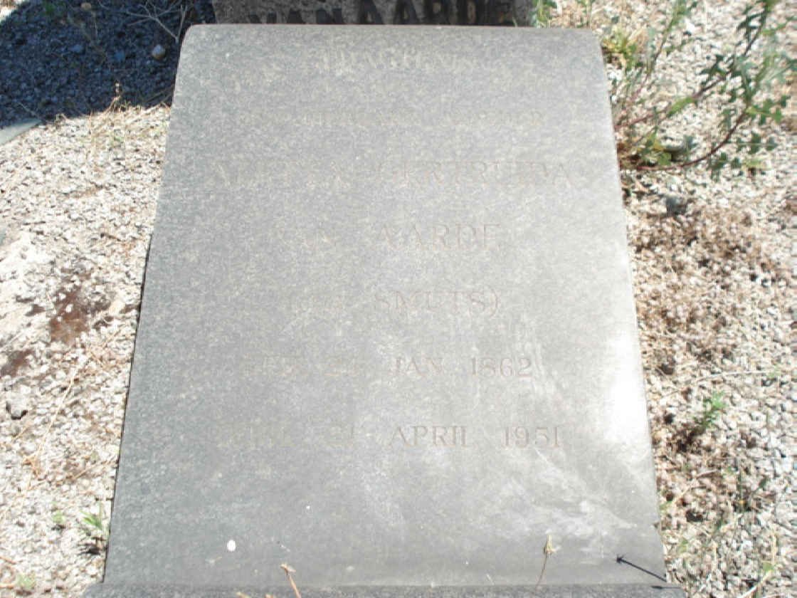AARDE Aletta Gertruida, van nee SMUTS 1862-1951