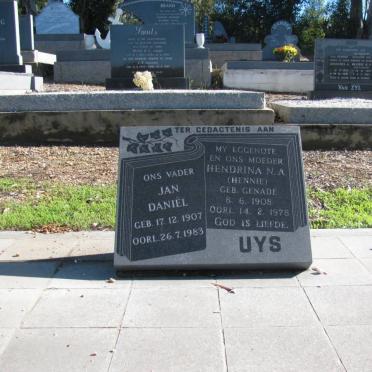 UYS Jan Daniel 1907-1983 &amp; Hendrina N.A. GENADE 1908-1978