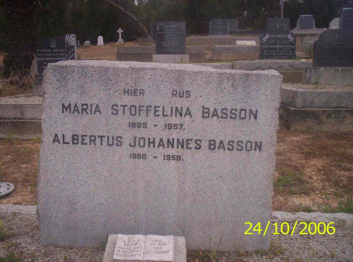 BASSON Albertus Johannes 1890-1959 &amp; Maria Stoffelina 1885-1957