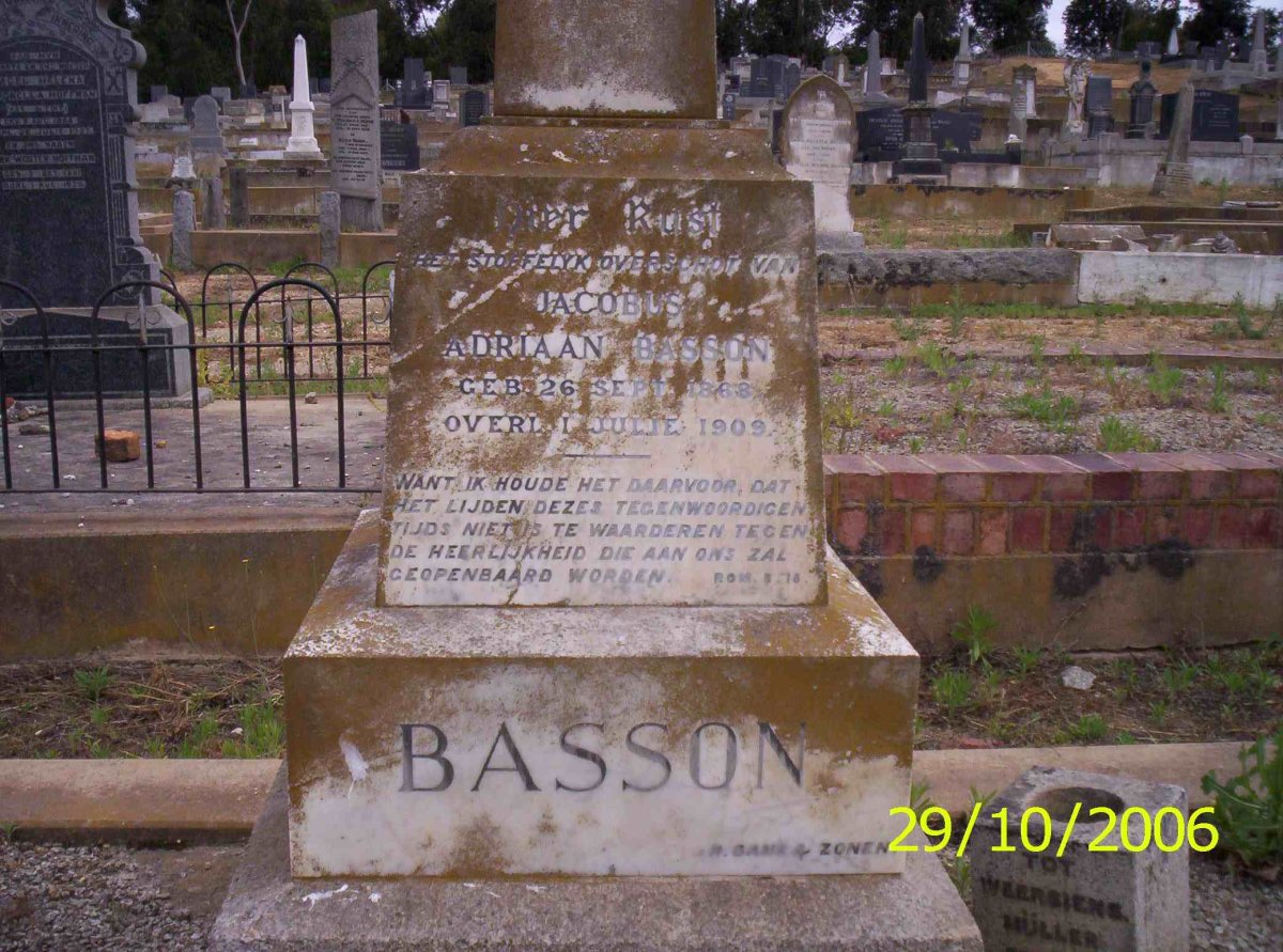 BASSON Jacobus Adriaan 1868-1909