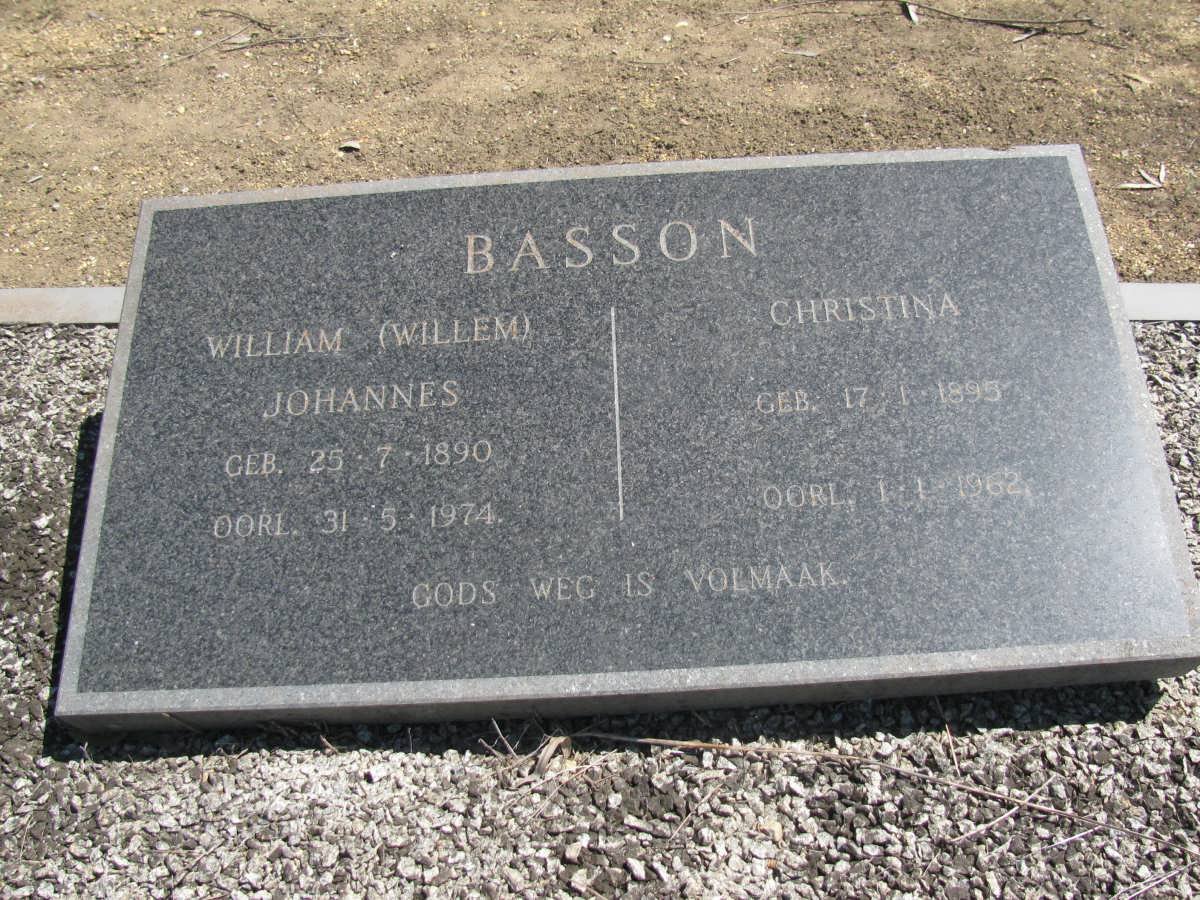 BASSON William Johannes 1890-1974 &amp; Christina 1895-1962