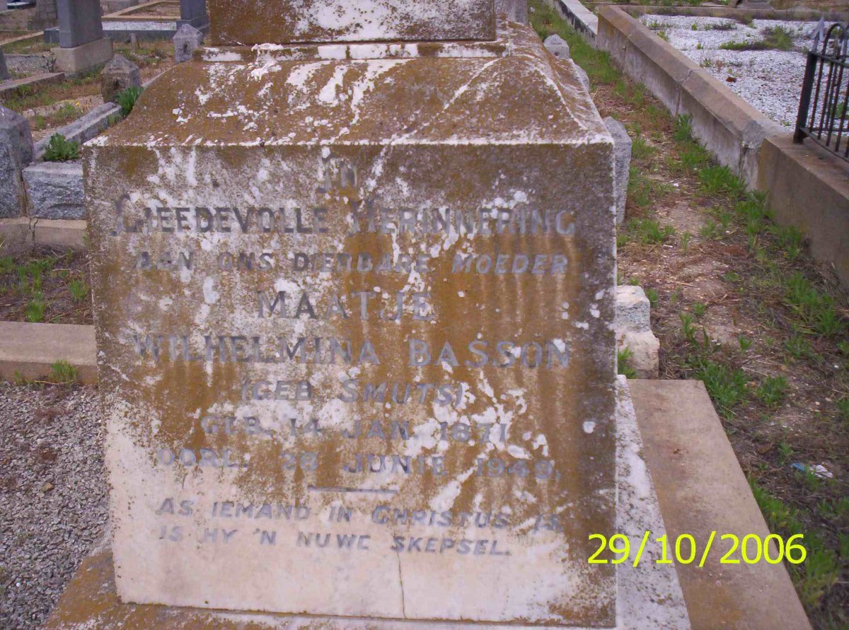 BASSON Maatje Wilhemina neé SMUTS 1871-1949