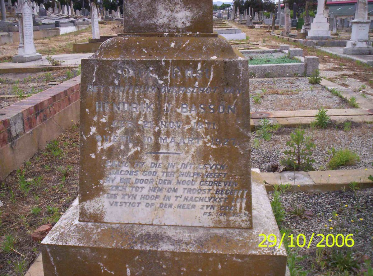 BASSON Hendrik J.  1871-1927