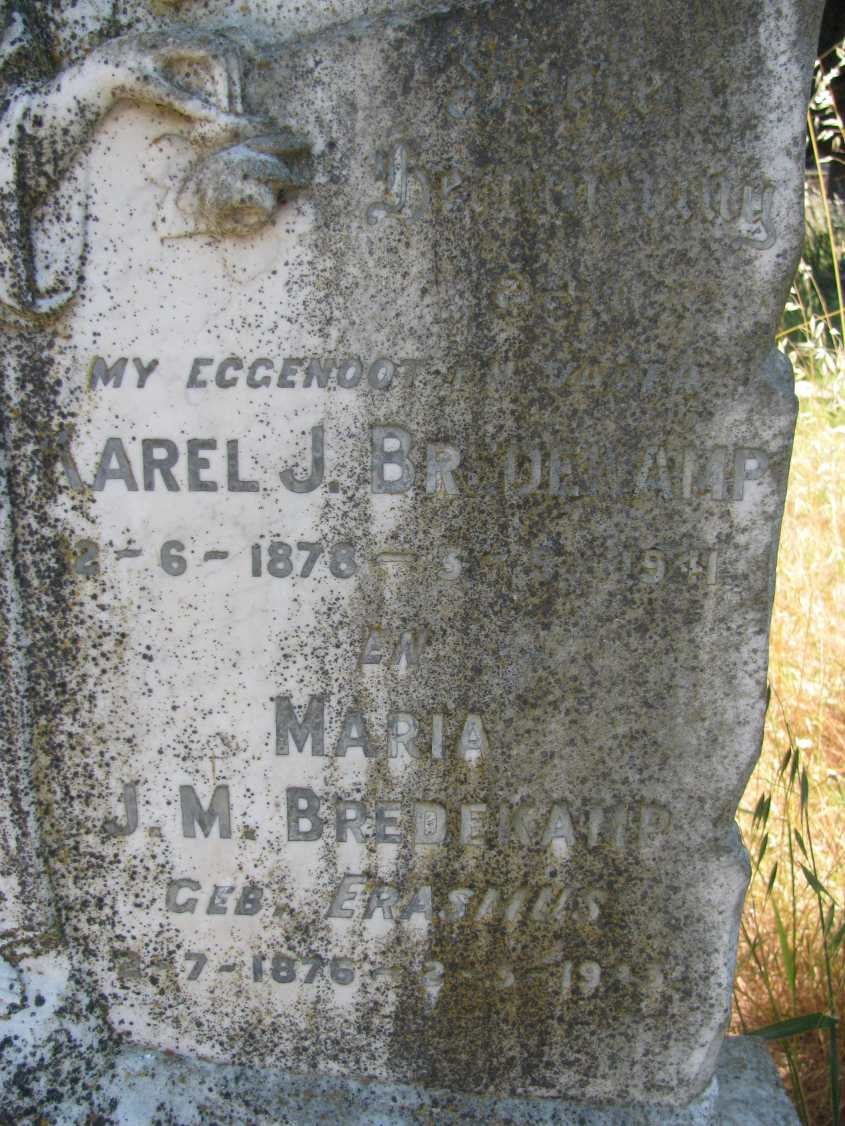 BREDEKAMP Karel J. 1878-1941 &amp; Maria J.M. ERASMUS 1876-19??