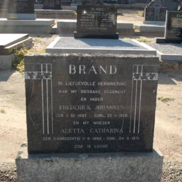 BRAND Frederick Johannes 1897-1968 &amp; Aletta Catharina LAMBRECHTS 1898-1971