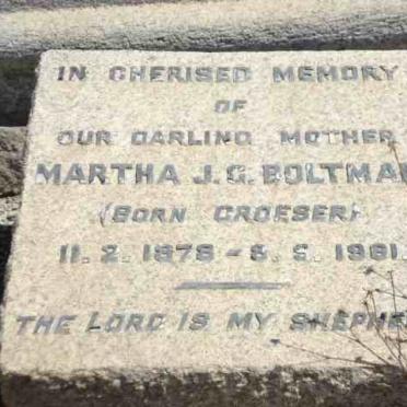 BOLTMAN Martha J.G. NEE CROESER 1878-1961