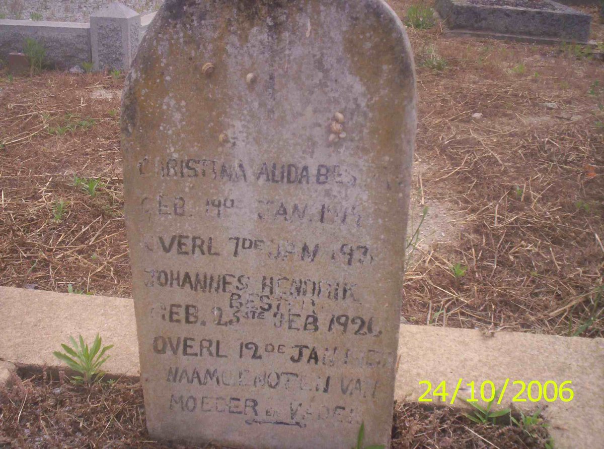 BESTER Johannes Hendrik 1926-193? &amp; Christina Alida BESTER 191?-193?