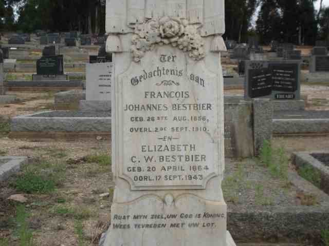 BESTBIER Francois Johannes 1856-1910 &amp; Elizabeth C.W. 1864-1943